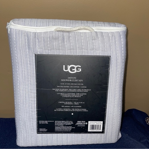 UGG Bath Ugg Devon Shower Curtain Cotton Blend Stripes Dapple Gray